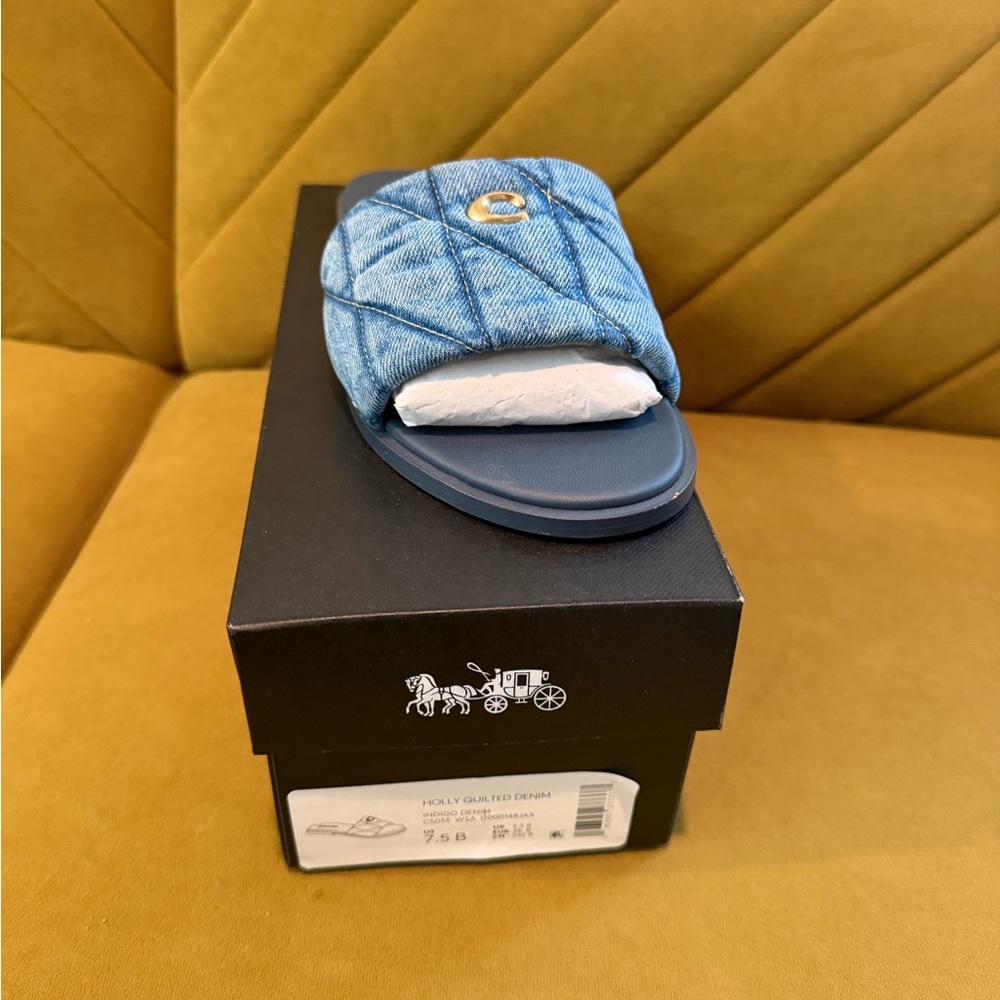 Coach Holly Quilted Denim Sandal